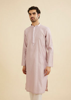 Manyavar Men Soft Lilac Buta Diamond Patterned Kurta Set