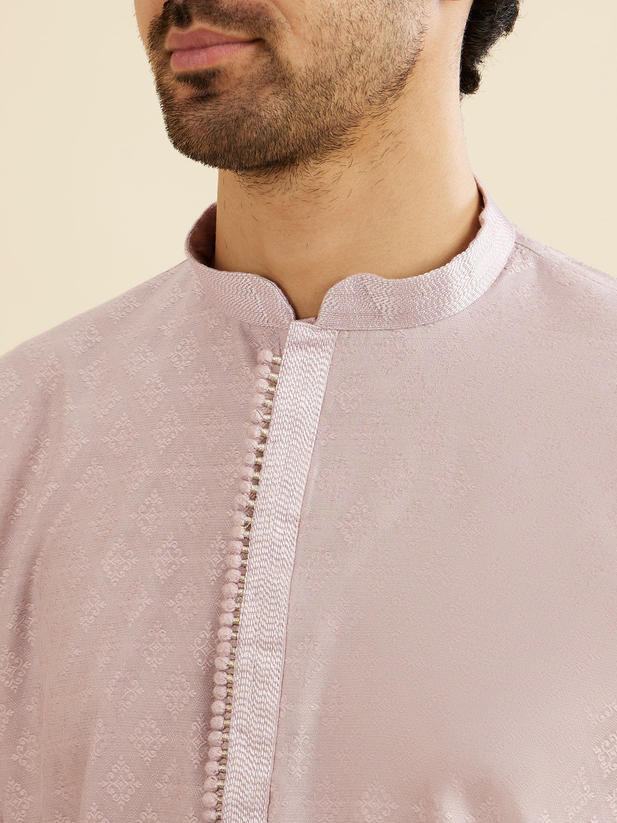 Manyavar Men Soft Lilac Buta Diamond Patterned Kurta Set