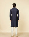 Manyavar Men Dark Blue Sequined Bandhgala Kurta Set