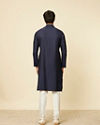 alt message - Manyavar Men Dark Blue Sequined Bandhgala Kurta Set image number 5