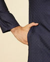 Manyavar Men Dark Blue Sequined Bandhgala Kurta Set