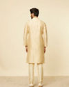 alt message - Manyavar Men Beige Grid Patterned Imperial Kurta Set image number 4