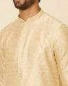 alt message - Manyavar Men Beige Grid Patterned Imperial Kurta Set image number 1