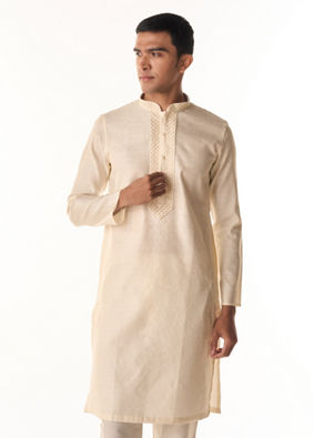 Manyavar Men Elegant Cream Kurta Pajama