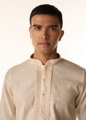 Manyavar Men Elegant Cream Kurta Pajama