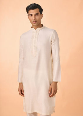 Manyavar Men Elegant Cream Kurta Pajama