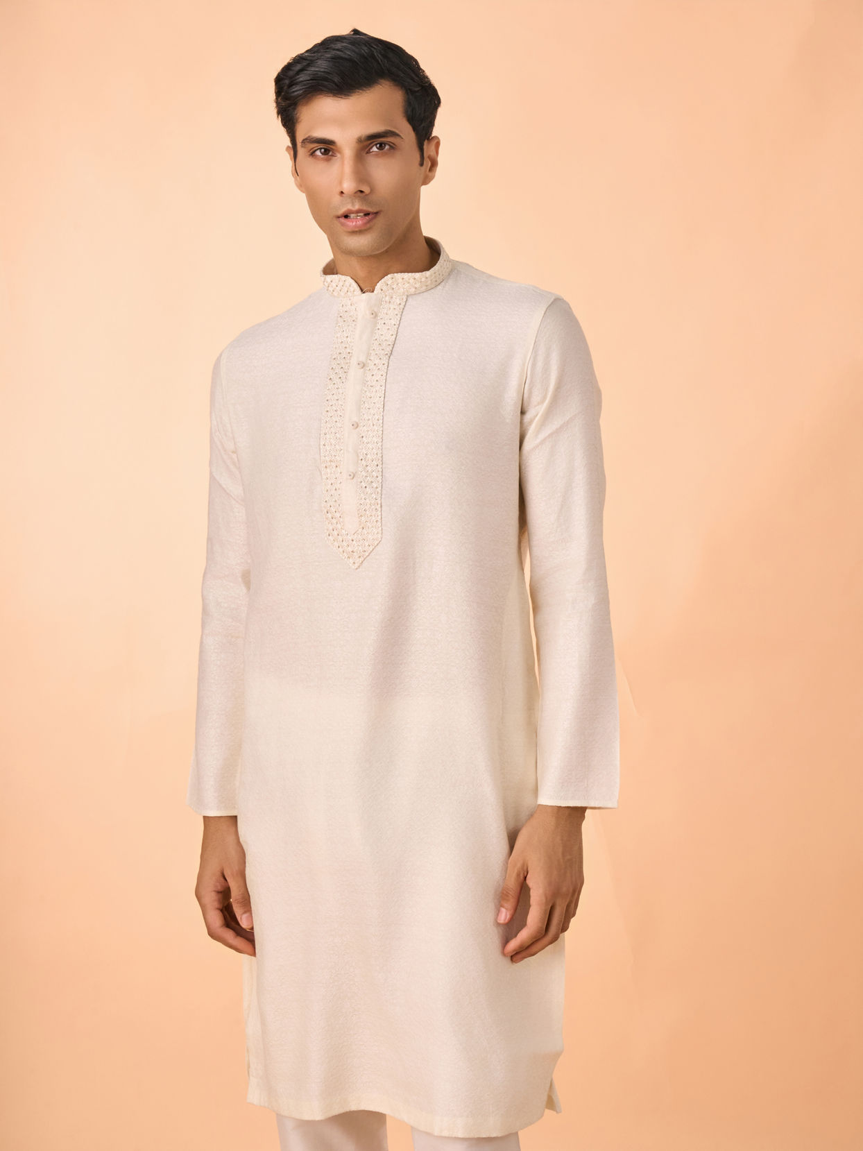 Manyavar Men Elegant Cream Kurta Pajama