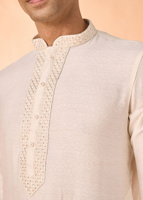 Manyavar Men Elegant Cream Kurta Pajama