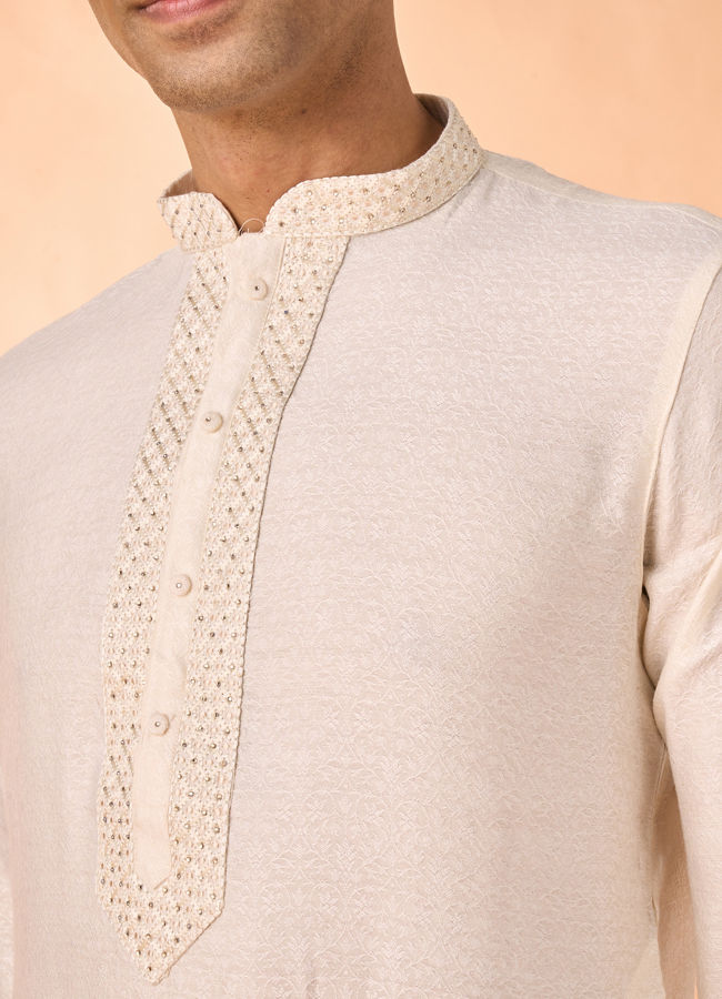 Manyavar Men Elegant Cream Kurta Pajama