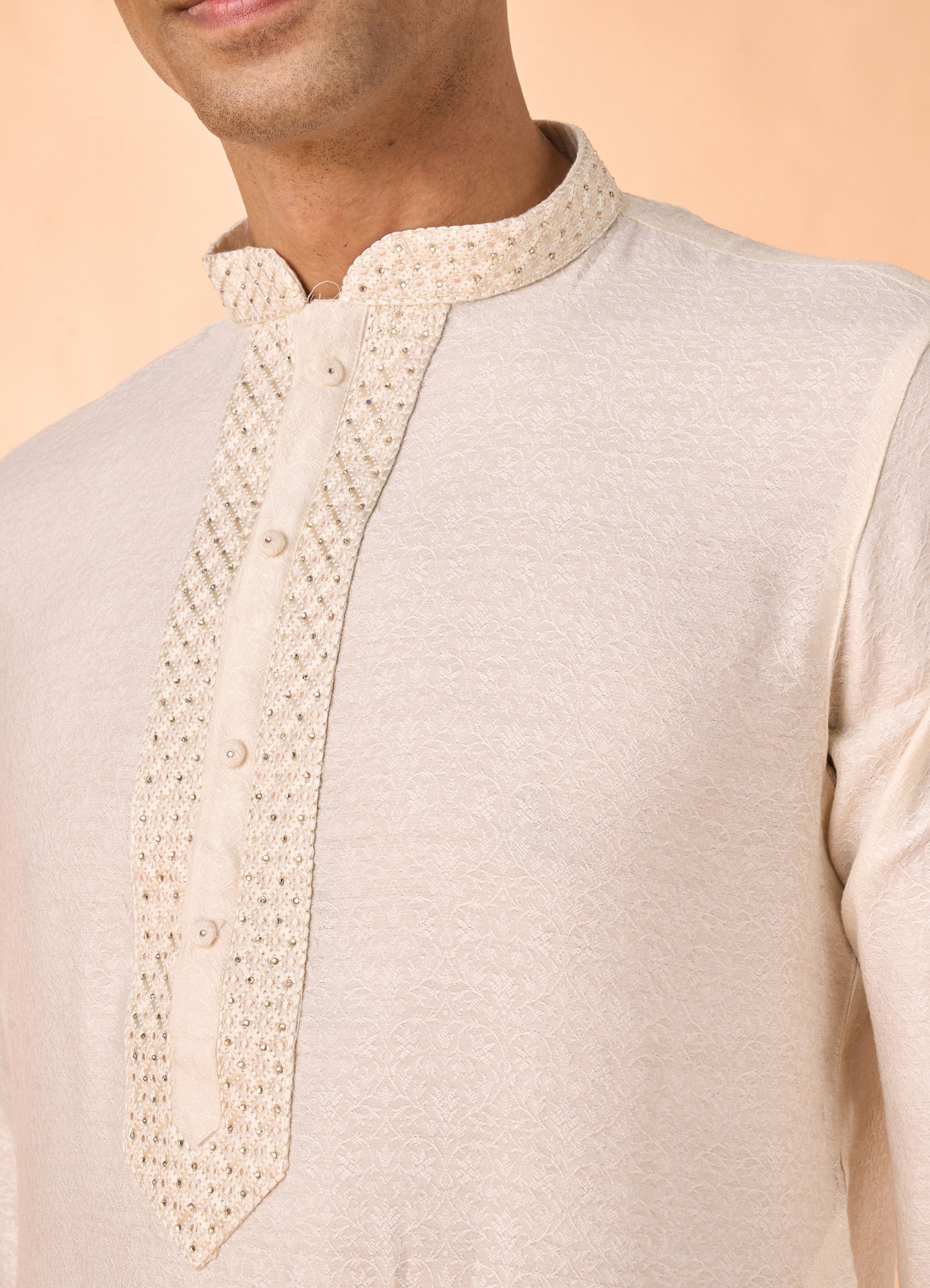 Manyavar Men Elegant Cream Kurta Pajama