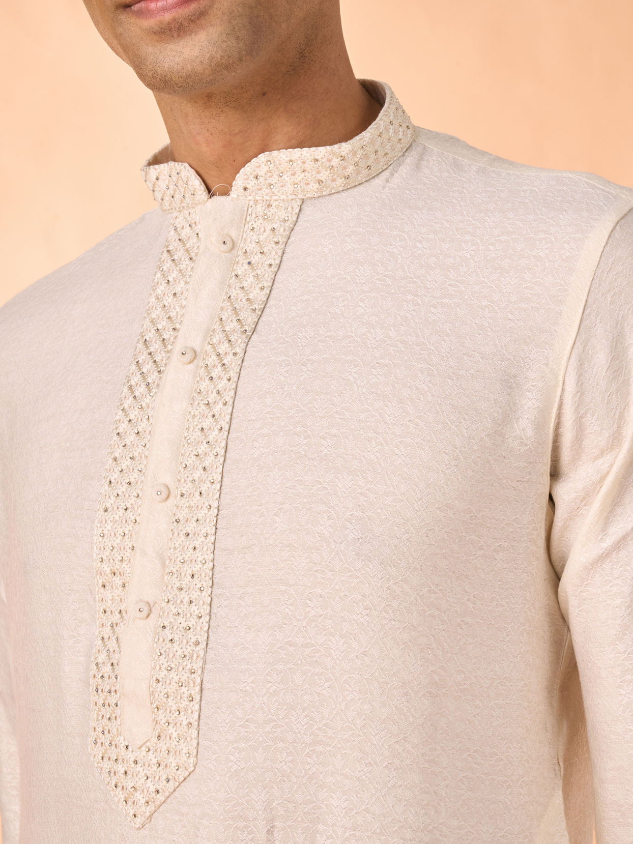 Manyavar Men Elegant Cream Kurta Pajama
