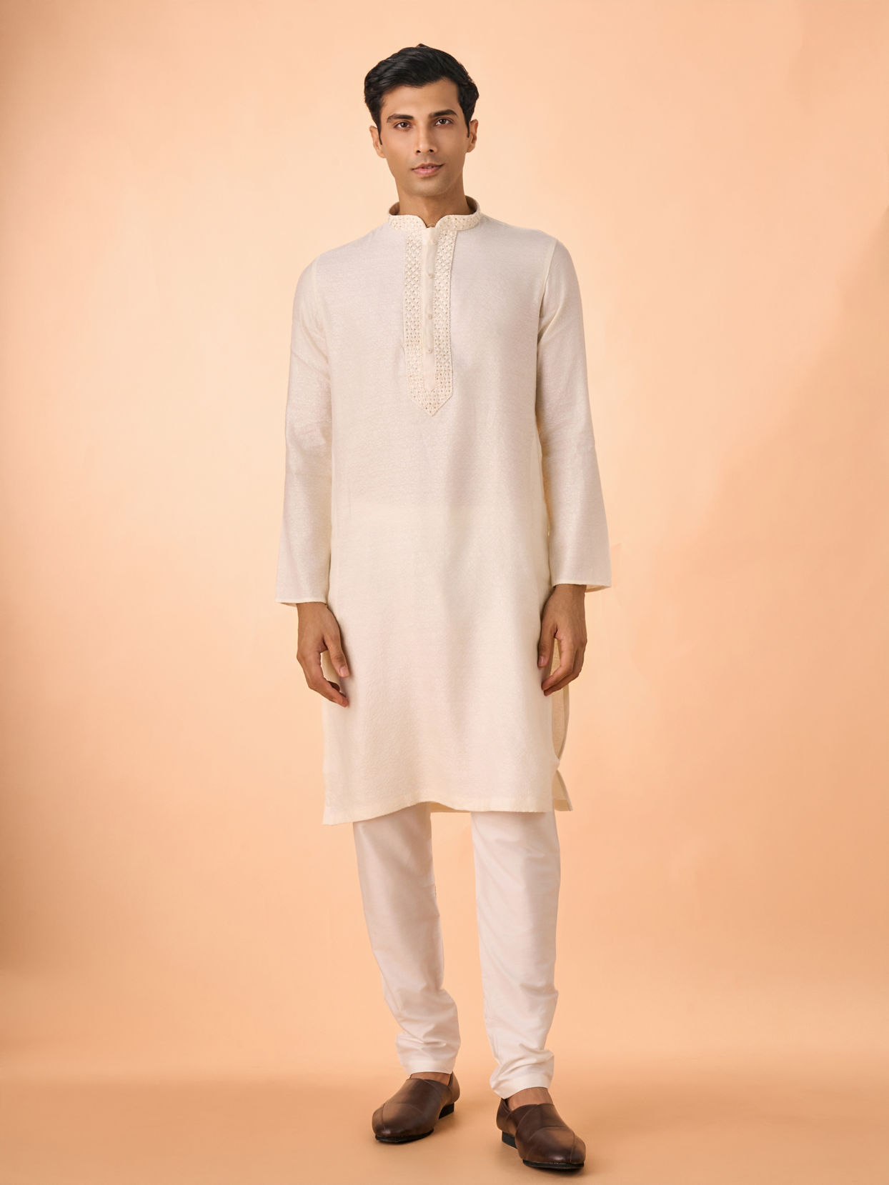 Manyavar Men Elegant Cream Kurta Pajama