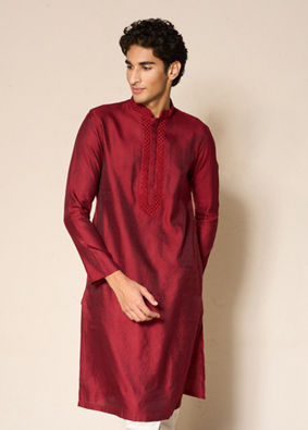 Manyavar Men Maroon Elegance Kurta Pajama