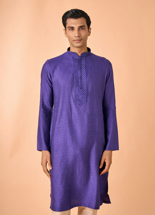 Manyavar Men Radiant Purple Elegance Kurta Pajama