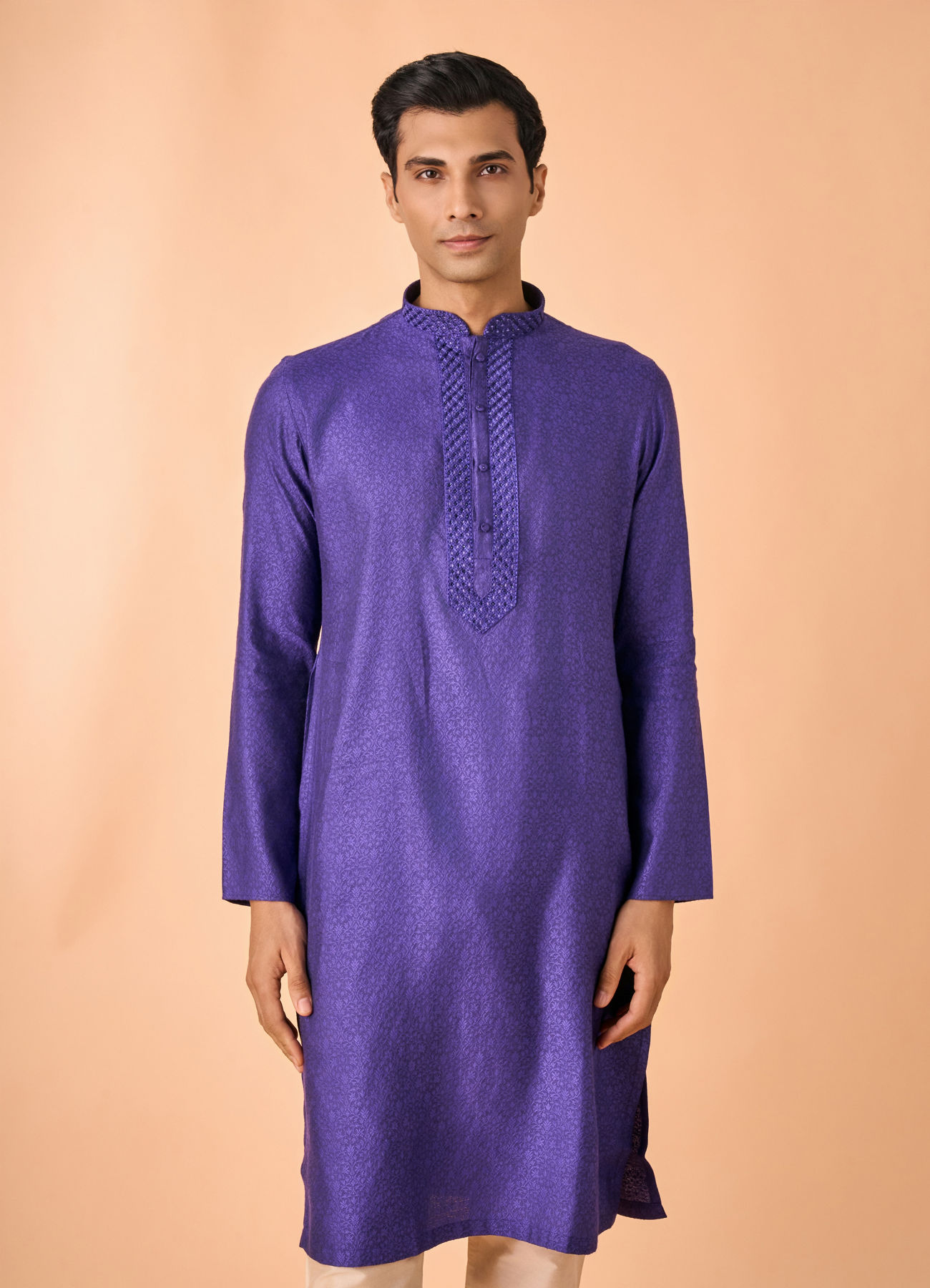 Manyavar Men Radiant Purple Elegance Kurta Pajama