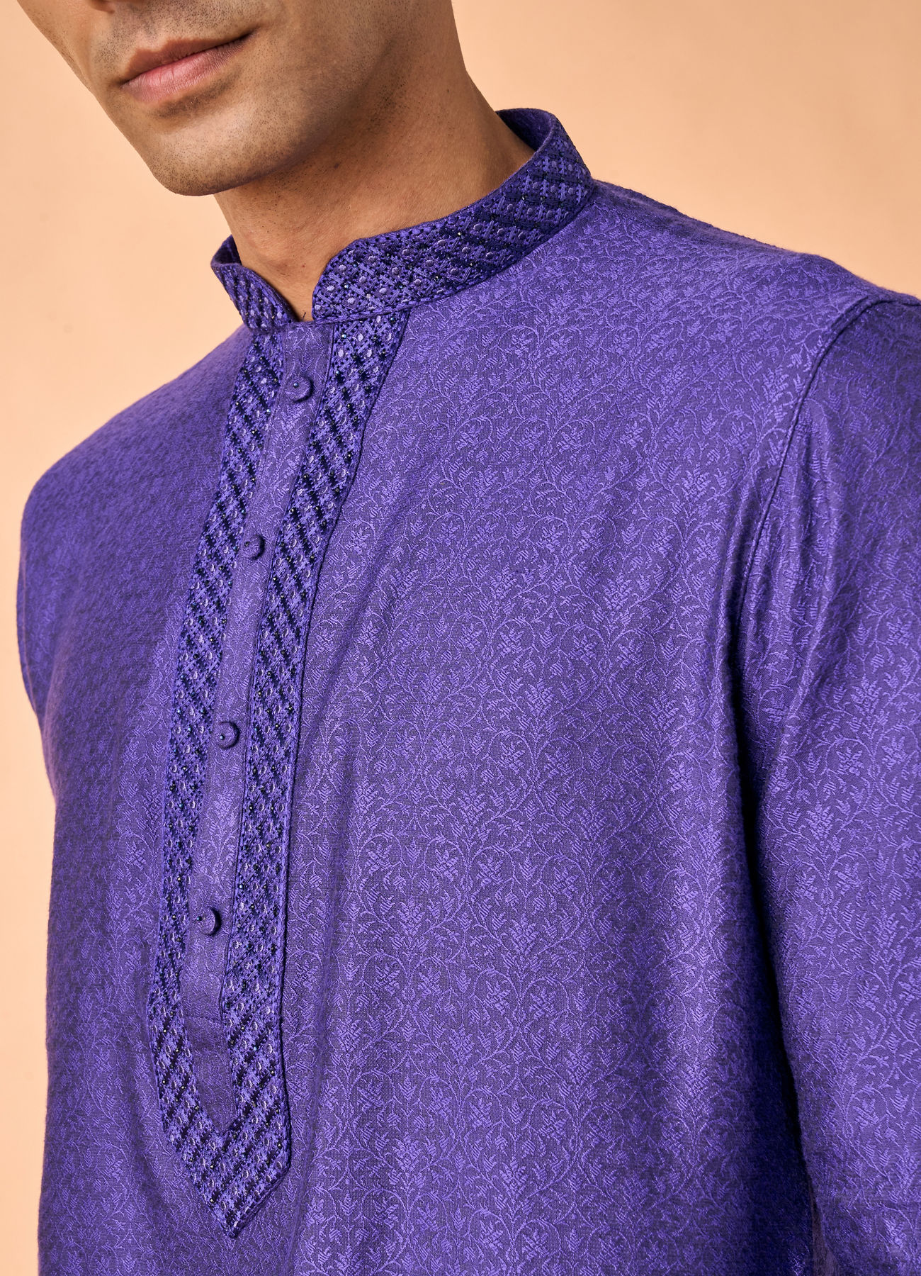 Manyavar Men Radiant Purple Elegance Kurta Pajama