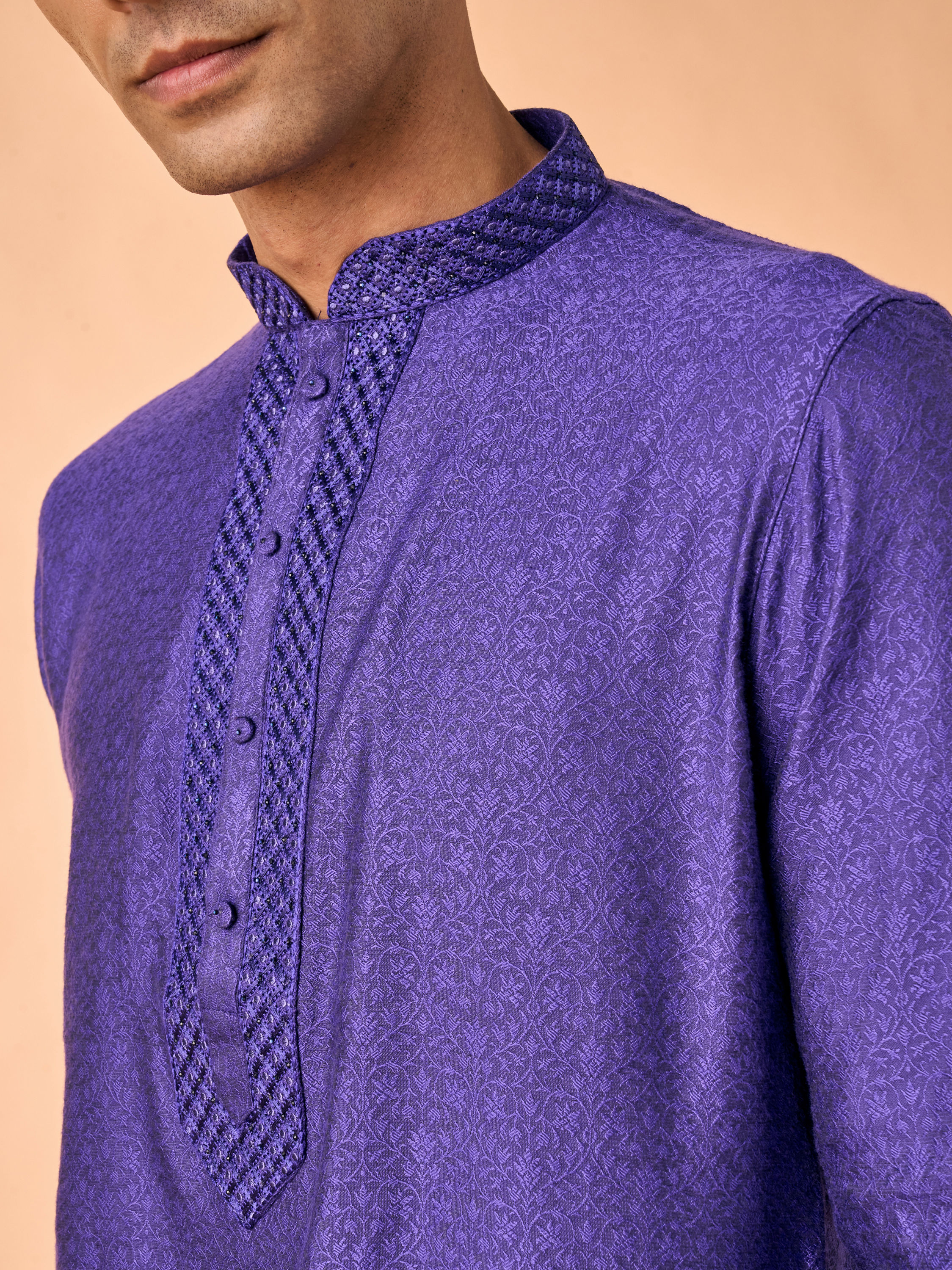 Manyavar Men Radiant Purple Elegance Kurta Pajama