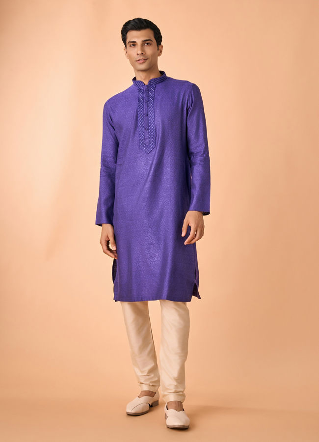 Manyavar Men Radiant Purple Elegance Kurta Pajama