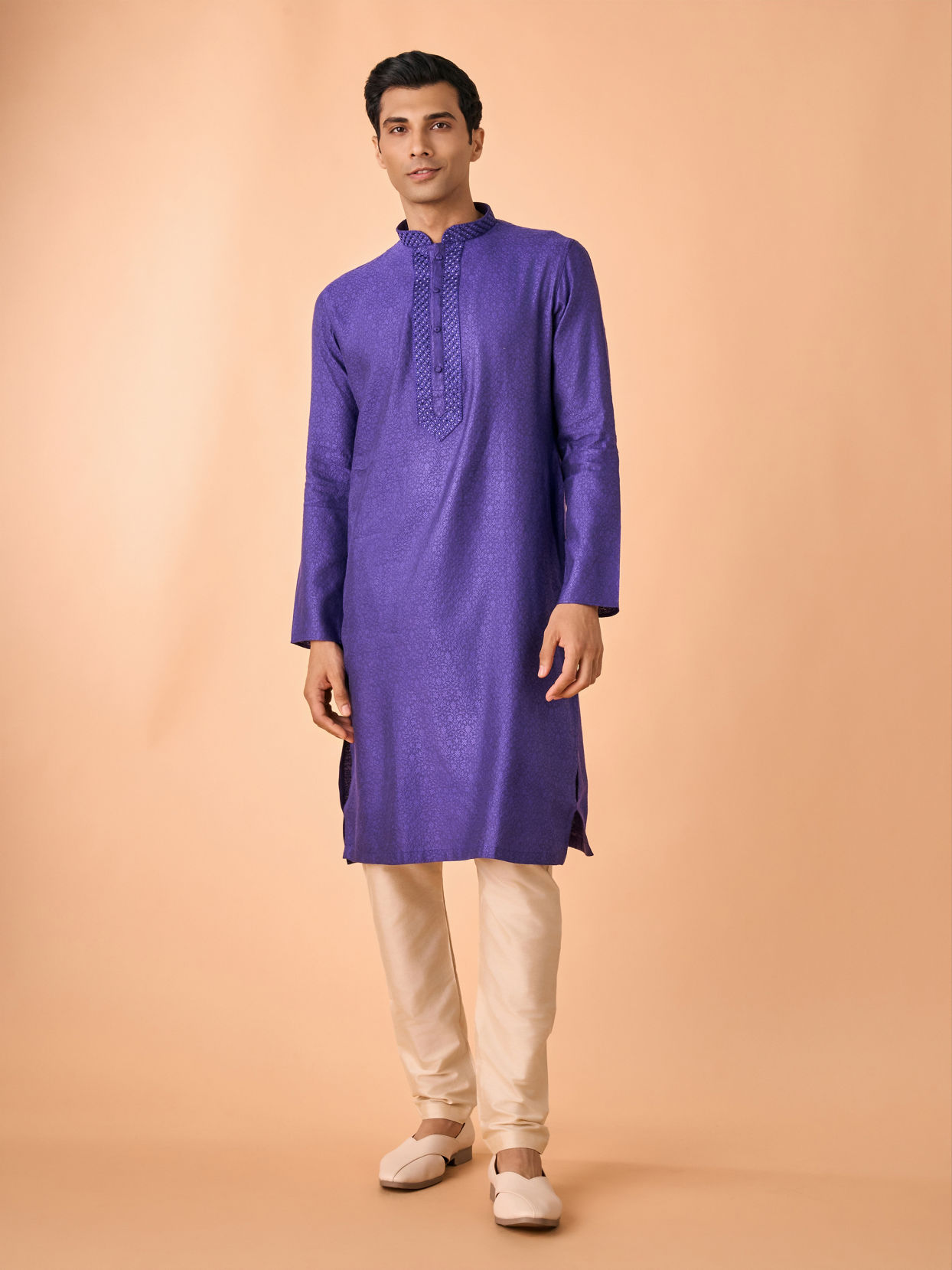 Manyavar Men Radiant Purple Elegance Kurta Pajama