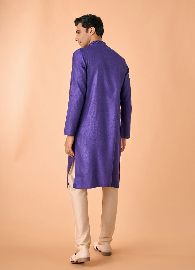 Manyavar Men Radiant Purple Elegance Kurta Pajama