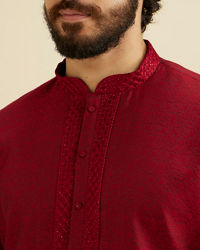 Manyavar Men Maroon Elegance Kurta Pajama