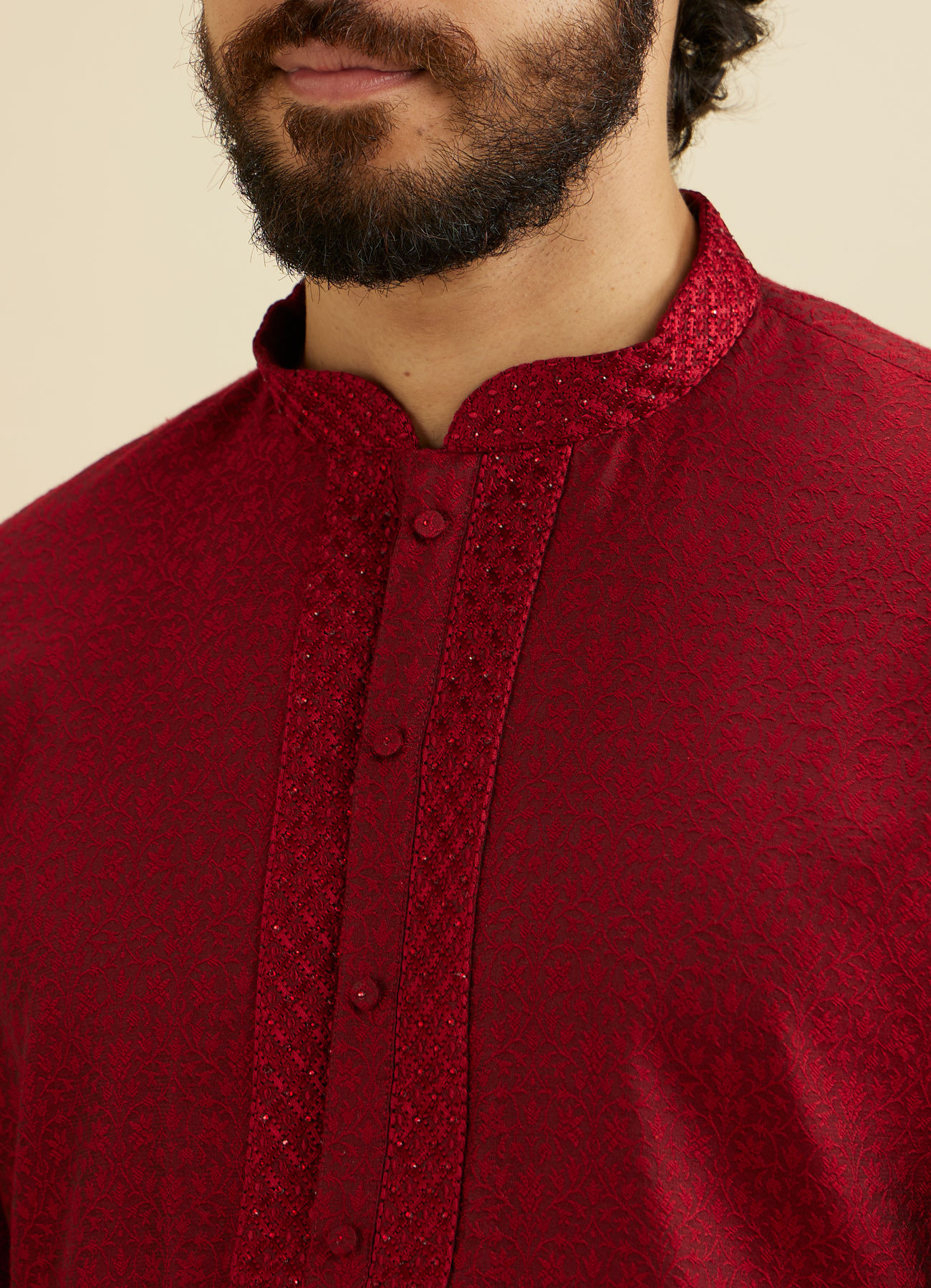 Manyavar Men Maroon Elegance Kurta Pajama