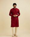 Manyavar Men Maroon Elegance Kurta Pajama image number 2