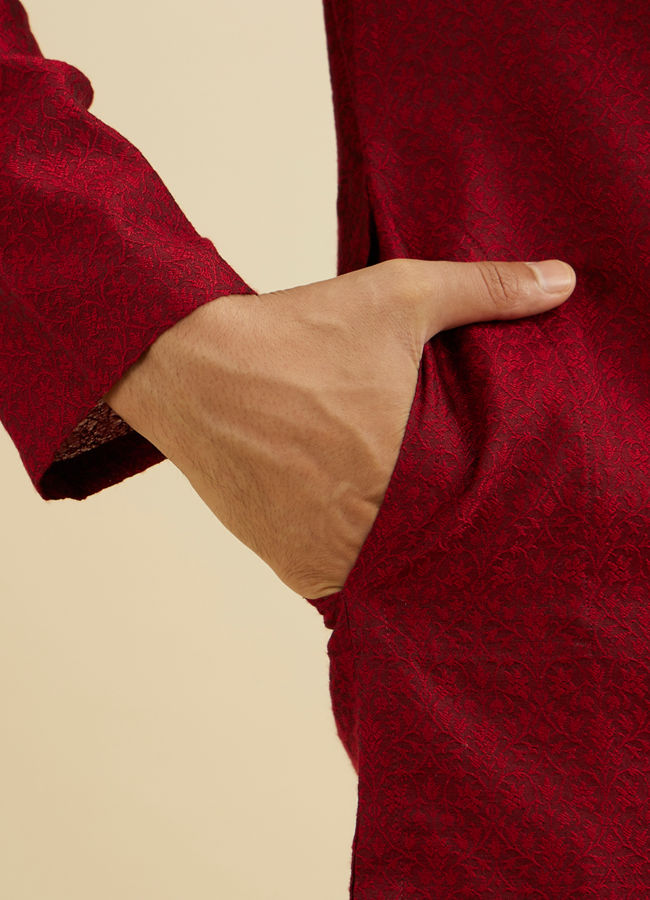 Manyavar Men Maroon Elegance Kurta Pajama