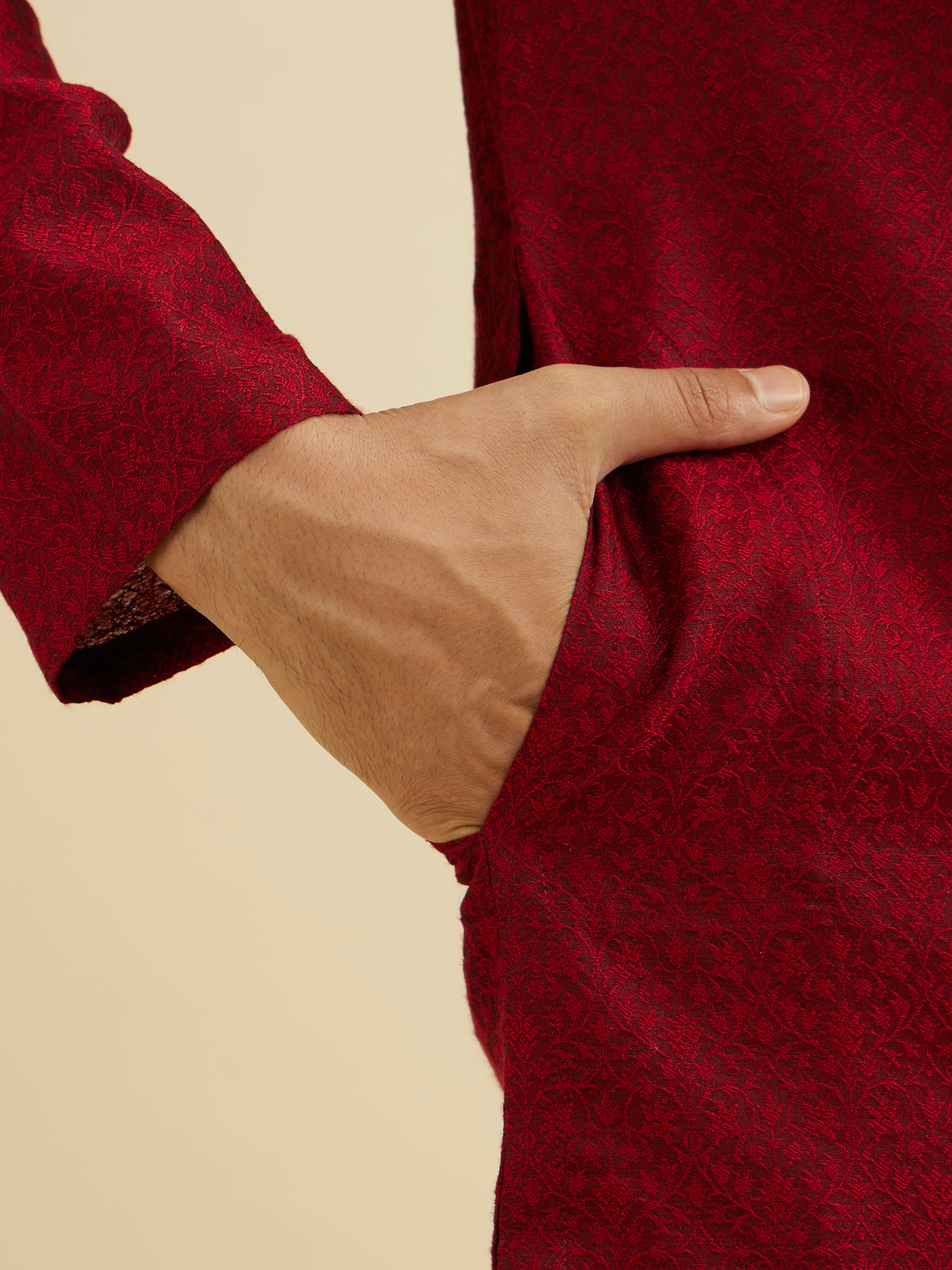 Manyavar Men Maroon Elegance Kurta Pajama