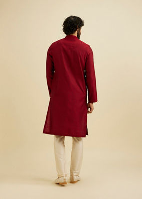 Manyavar Men Maroon Elegance Kurta Pajama image number 5