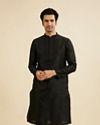 Midnight Black Bel Buti Patterned Kurta Set