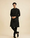 Manyavar Men Midnight Black Bel Buti Patterned Kurta Set