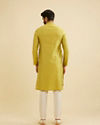 Manyavar Men Mehndi Green Bel Buti Patterned Kurta Set