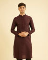 Wine Red Bel Buti Patterned Kurta Set