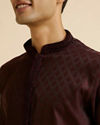 Manyavar Men Wine Buta Jaal Patterned Kurta Set