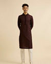 Manyavar Men Wine Buta Jaal Patterned Kurta Set