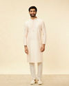 Manyavar Men Peach Pink Buta Patterned Kurta Set