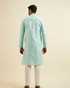 Manyavar Men Green Cotton Foil Print Embroidered Kurta Set