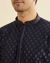 Manyavar Men Indigo Blue Kurta Set with Buta Motifs