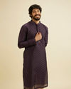 Manyavar Men Royal Purple Kurta Set with Buta Motifs image number 0