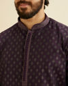 Manyavar Men Royal Purple Kurta Set with Buta Motifs