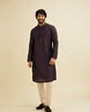 Manyavar Men Royal Purple Kurta Set with Buta Motifs