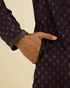 Manyavar Men Royal Purple Kurta Set with Buta Motifs