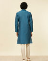 Manyavar Men Teal Blue Kurta Set with Buta Motifs