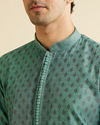 alt message - Manyavar Men Teal Blue Kurta Set with Buta Motifs image number 1