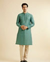 alt message - Manyavar Men Teal Blue Kurta Set with Buta Motifs image number 2