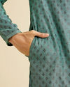 Manyavar Men Green Chanderi Kurta Pajama Set
