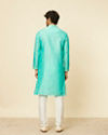 Manyavar Men Aqua Green Imperial Floral Printed Kurta Set