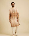 Manyavar Men Mustard Yellow Tie and Dye Printed Kurta Set