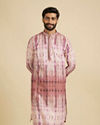 Manyavar Men Dusty Pink Tie And Dye Printed Kurta Set